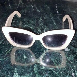 Salvatore Ferragamo White Cat Eye Sunglasses with Dark Lenses